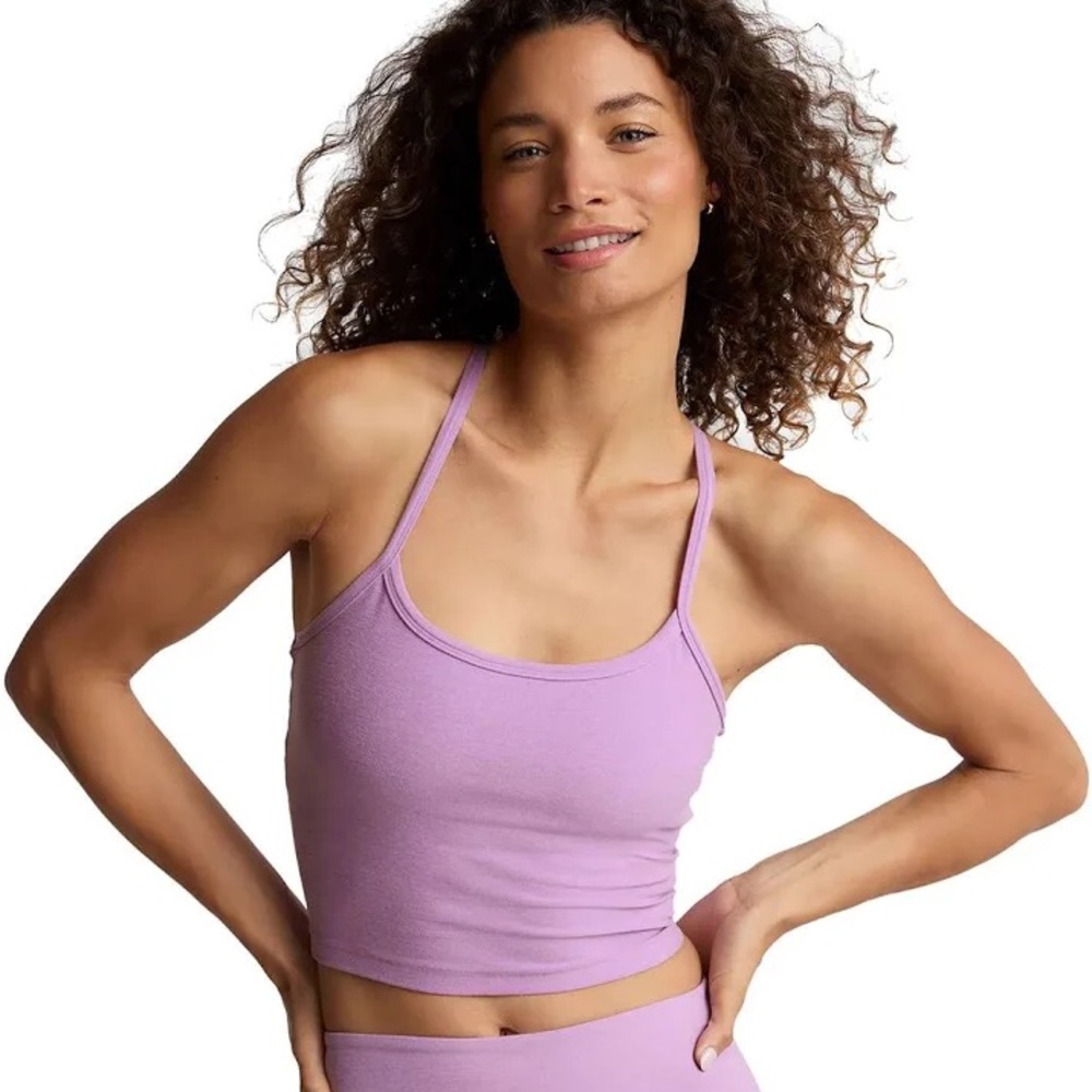NWT Beyond Yoga Spacedye Slim Racerback Cropped Tank in Lilac Petal Heather